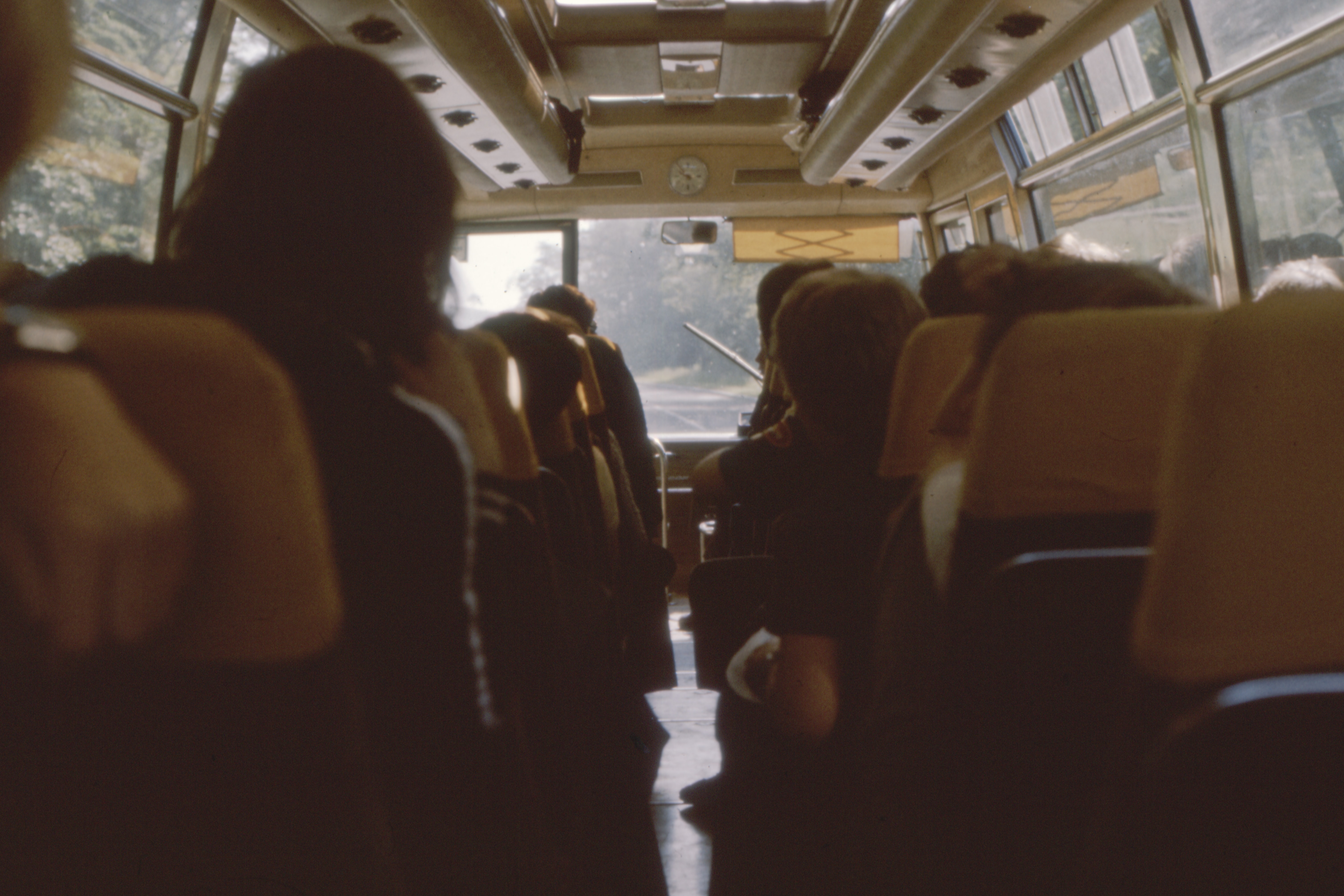 motor coach interior with leather seating